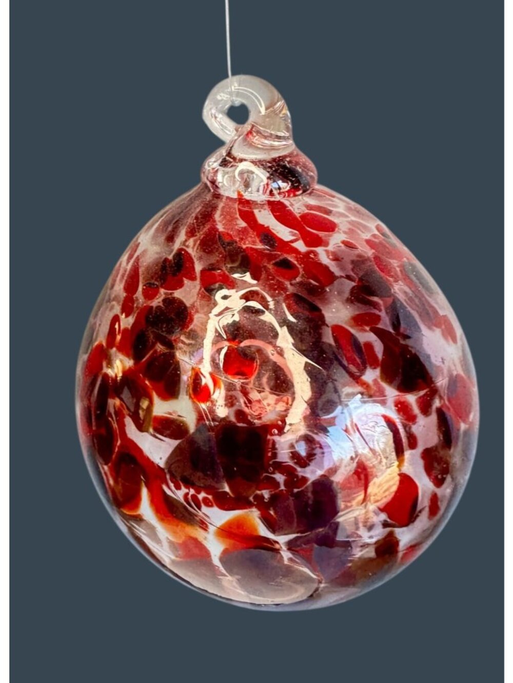 Hand Blown Red Witch Ball Spirit Friendship Ball Art Glass Ornament 4" - Picture 2 of 6